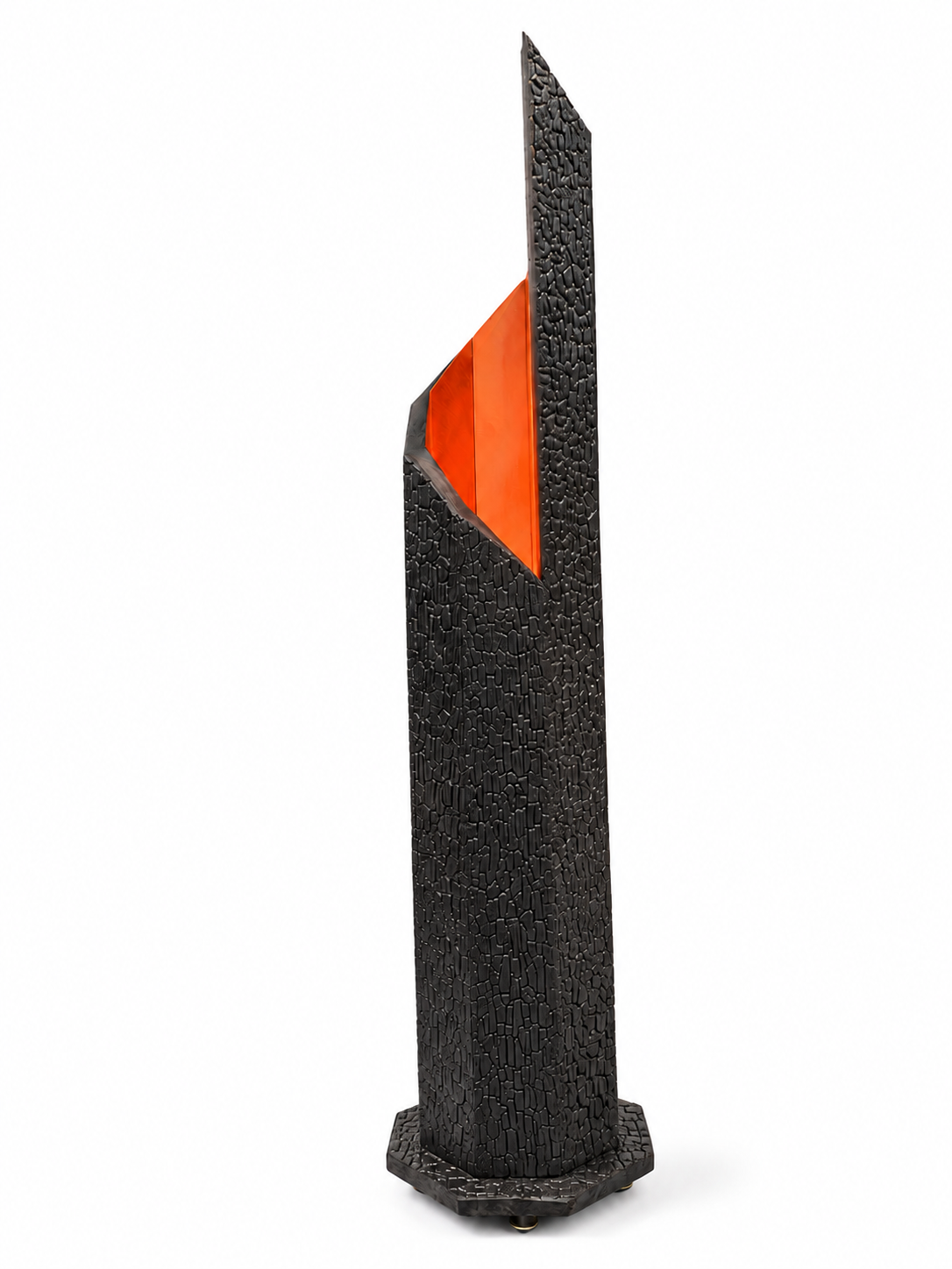Lava - charred Accoya® column with a glowing orange face