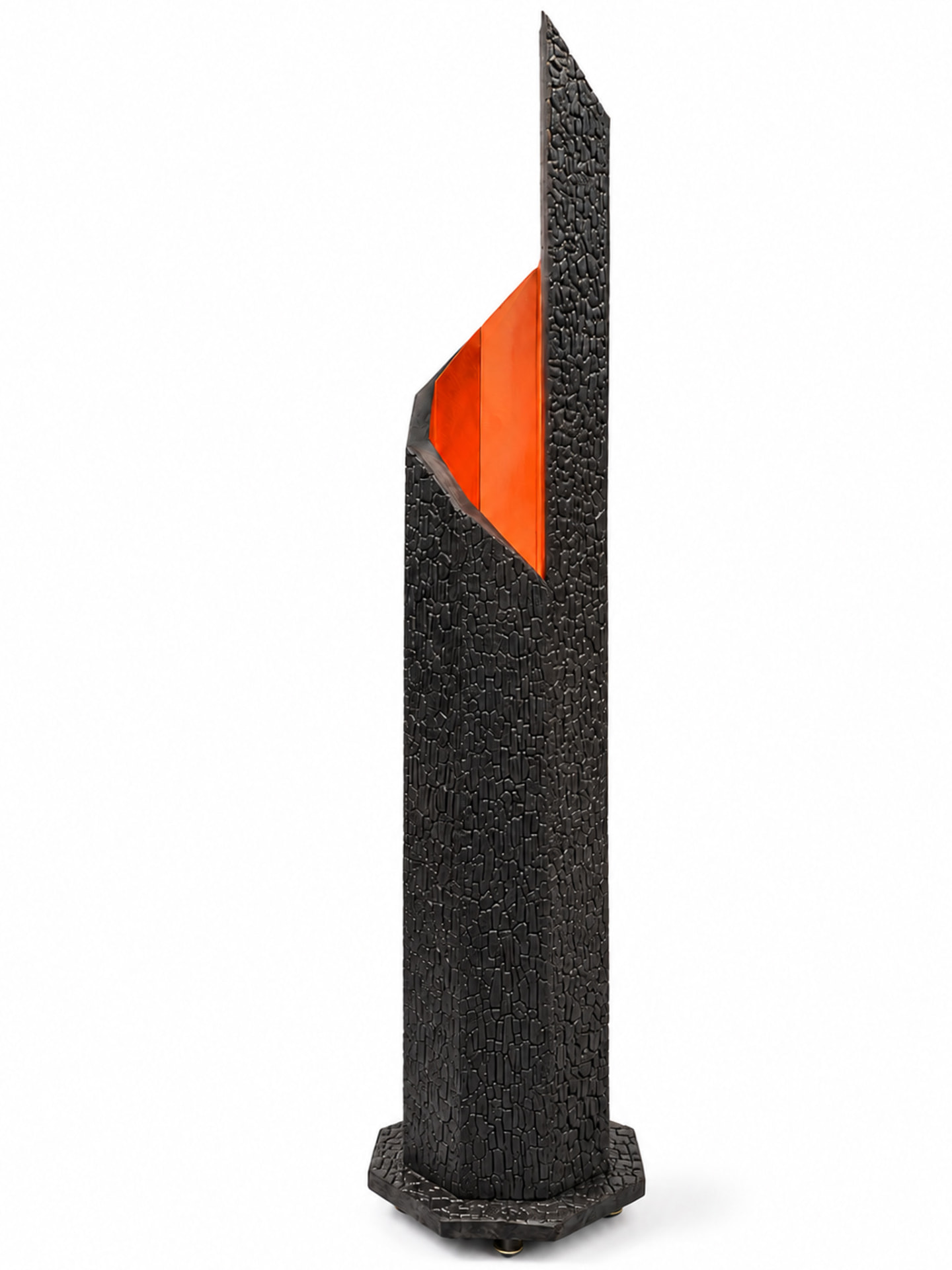 Lava - charred Accoya® column with a glowing orange face