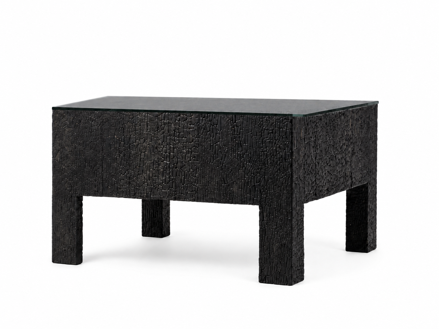 Infinity - charred Accoya® base carrying a smoked glass top